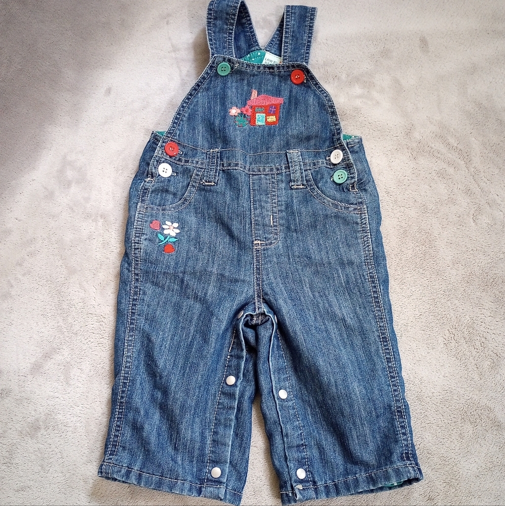 Infant Girls Pumpkin Patch Denim Embroidered Overalls 3-6 Mos